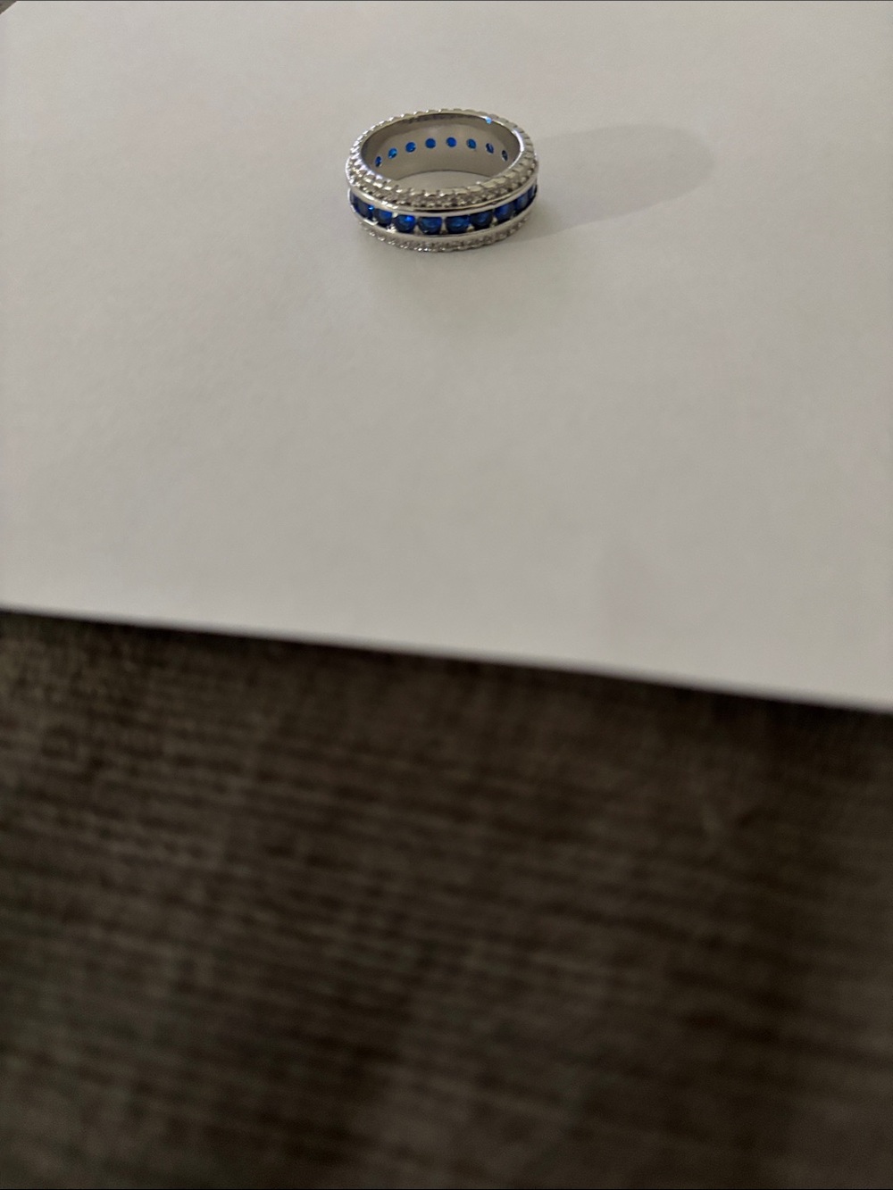 Silver Ring with Blue Crystal Channel Accent